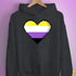 Nonbinary Pride 8-Bit Pixel Heart Hoodie - Dark Grey Heather